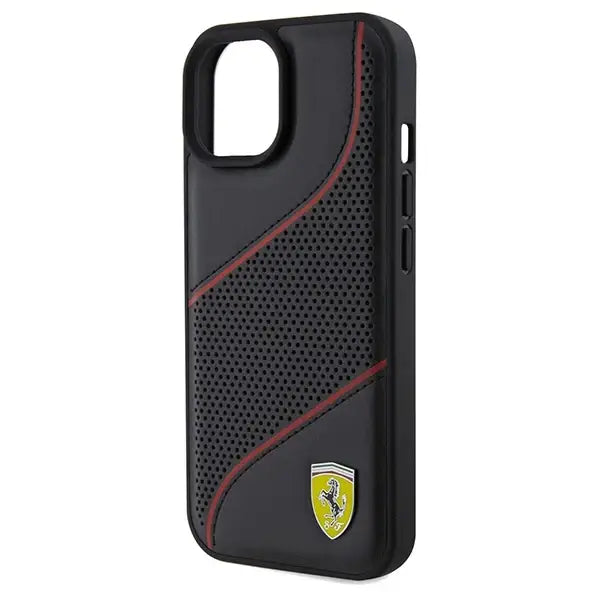 Ferrari Perforated Waves Metal Logo case for iPhone 15 / 14 / 13 - black - Cell phone cases and covers<<<HurtelXML