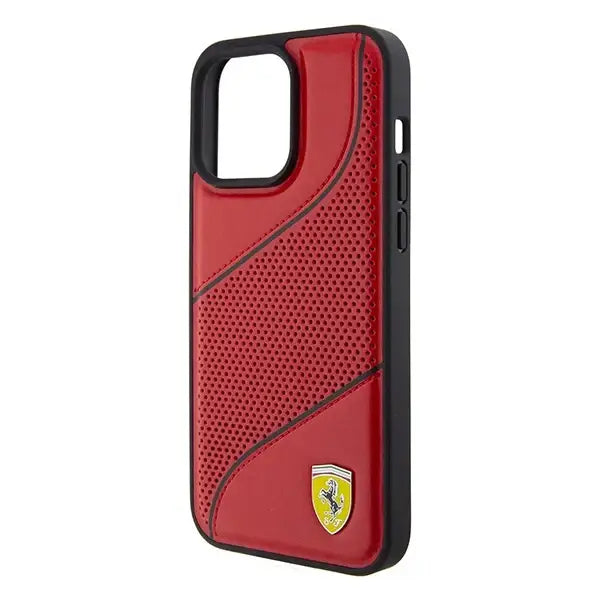 Ferrari Perforated Waves Metal Logo case for iPhone 15 Pro Max - red - Cell phone cases and covers<<<HurtelXML