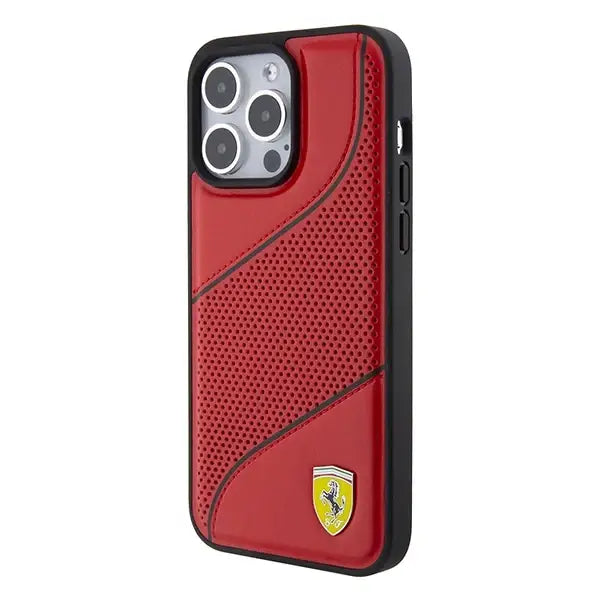 Ferrari Perforated Waves Metal Logo case for iPhone 15 Pro Max - red - Cell phone cases and covers<<<HurtelXML