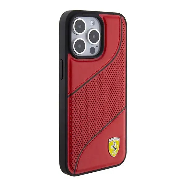 Ferrari Perforated Waves Metal Logo case for iPhone 15 Pro Max - red - Cell phone cases and covers<<<HurtelXML