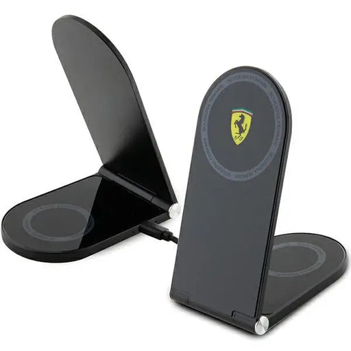 Ferrari Printed Logo MagSafe foldable 2in1 15W inductive charger - black - Cell phone USB charger<<<HurtelXML