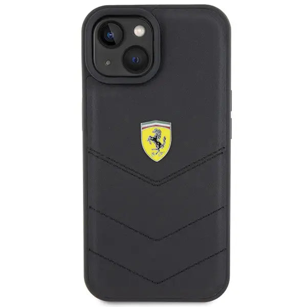 Ferrari Quilted Metal Logo case for iPhone 15 - black - Cell phone cases and covers<<<HurtelXML