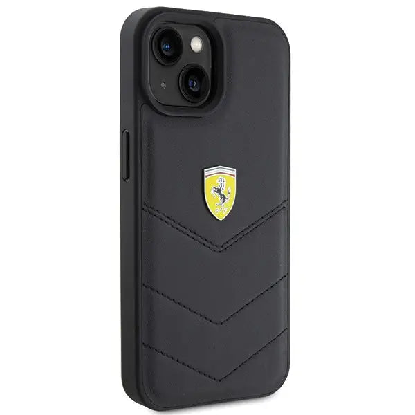 Ferrari Quilted Metal Logo case for iPhone 15 - black - Cell phone cases and covers<<<HurtelXML