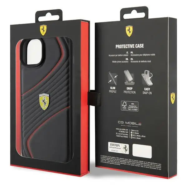 Ferrari Twist Metal Logo case for iPhone 15 Plus - black - Cell phone cases and covers<<<HurtelXML