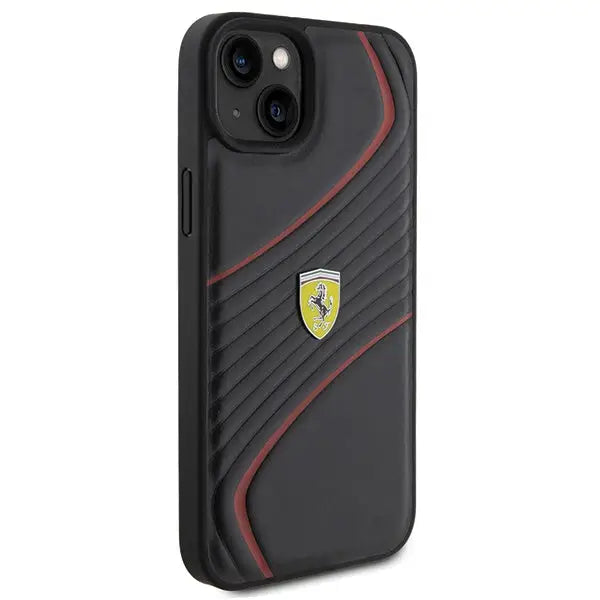 Ferrari Twist Metal Logo case for iPhone 15 Plus - black - Cell phone cases and covers<<<HurtelXML