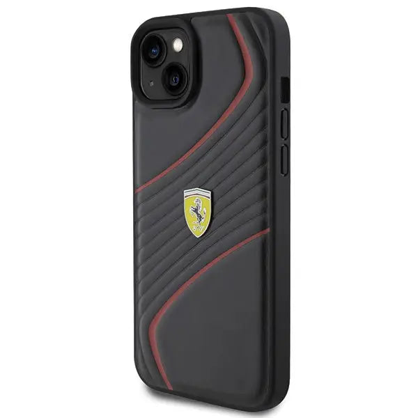 Ferrari Twist Metal Logo case for iPhone 15 Plus - black - Cell phone cases and covers<<<HurtelXML