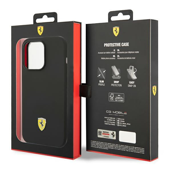 Ferrari FEHCP14LSIBBK iPhone 14 Pro 6.1&quot; black/black hardcase Silicone Metal Logo