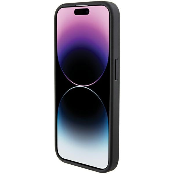 Ferrari Grip Stand Metal Logo case for iPhone 15 Pro Max - black