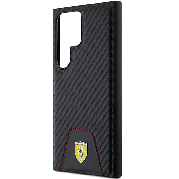 Ferrari Carbon Stitched Bottom case for Samsung Galaxy S24 Ultra - black