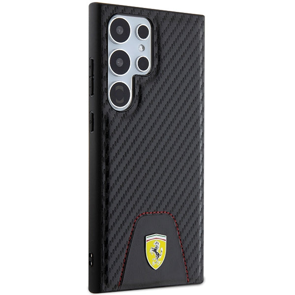 Ferrari Carbon Stitched Bottom case for Samsung Galaxy S24 Ultra - black