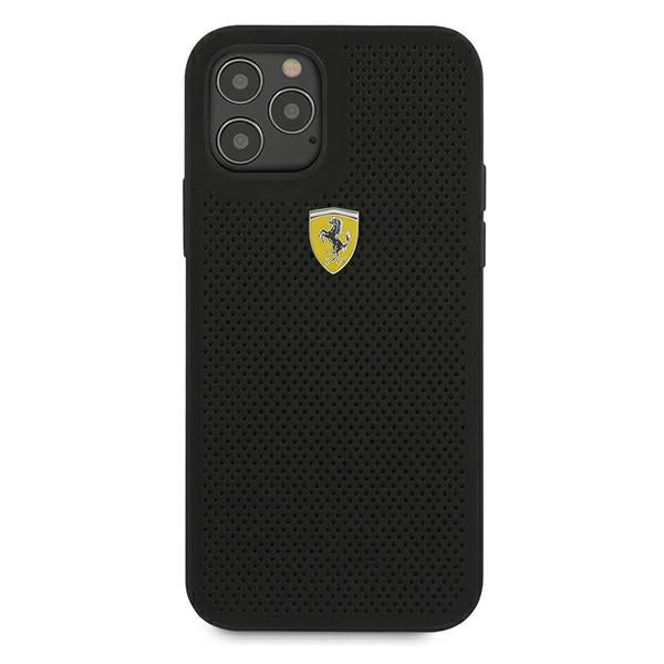 Ferrari FESPEHCP12LBK iPhone 12 Pro Max 6.7&quot; black/black hardcase On Track Perforated