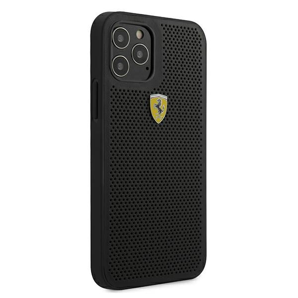 Ferrari FESPEHCP12LBK iPhone 12 Pro Max 6.7&quot; black/black hardcase On Track Perforated