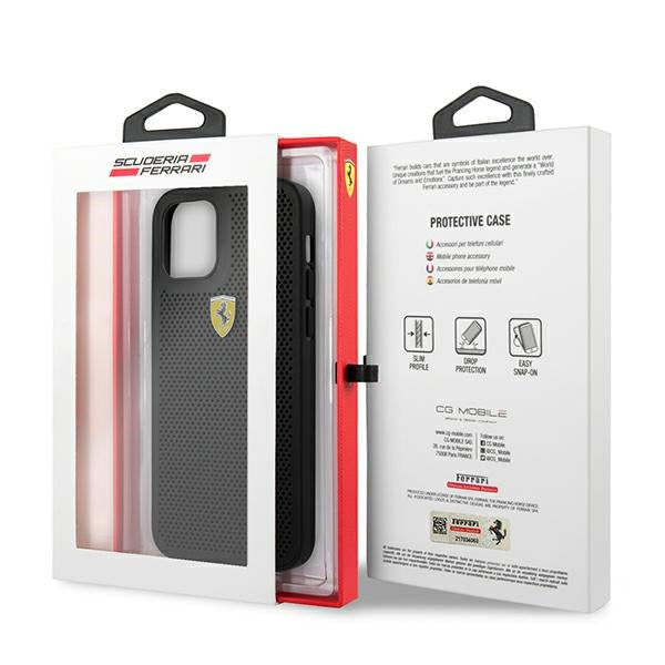 Ferrari FESPEHCP12LBK iPhone 12 Pro Max 6.7&quot; black/black hardcase On Track Perforated
