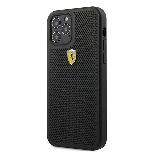 Ferrari FESPEHCP12MBK iPhone 12/12 Pro 6.1&quot; black/black hardcase On Track Perforated