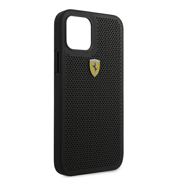 Ferrari FESPEHCP12MBK iPhone 12/12 Pro 6.1&quot; black/black hardcase On Track Perforated
