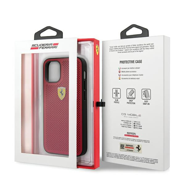 Ferrari FESPEHCP12SRE iPhone 12 mini 5.4&quot; red/red hardcase On Track Perforated