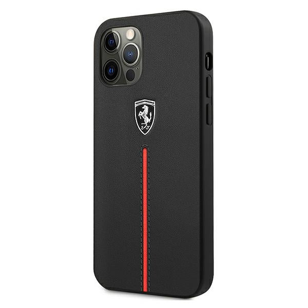 Ferrari FEOMSHCP12LBK iPhone 12 Pro Max black/black hardcase Off Track Leather Nylon Stripe