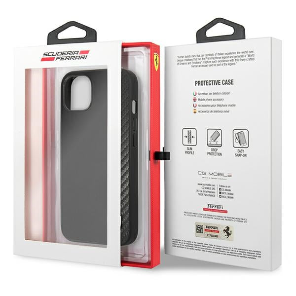 Ferrari FESAXHCP13SBK iPhone 13 mini 5.4&quot; black/black hardcase On Track Carbon Stripe