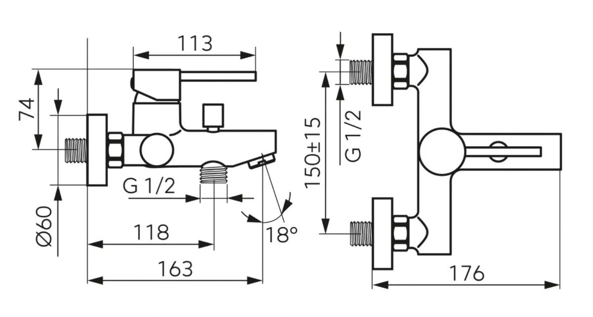 WALL MIXER FOR BATH/SHOWER FIESTA WG
