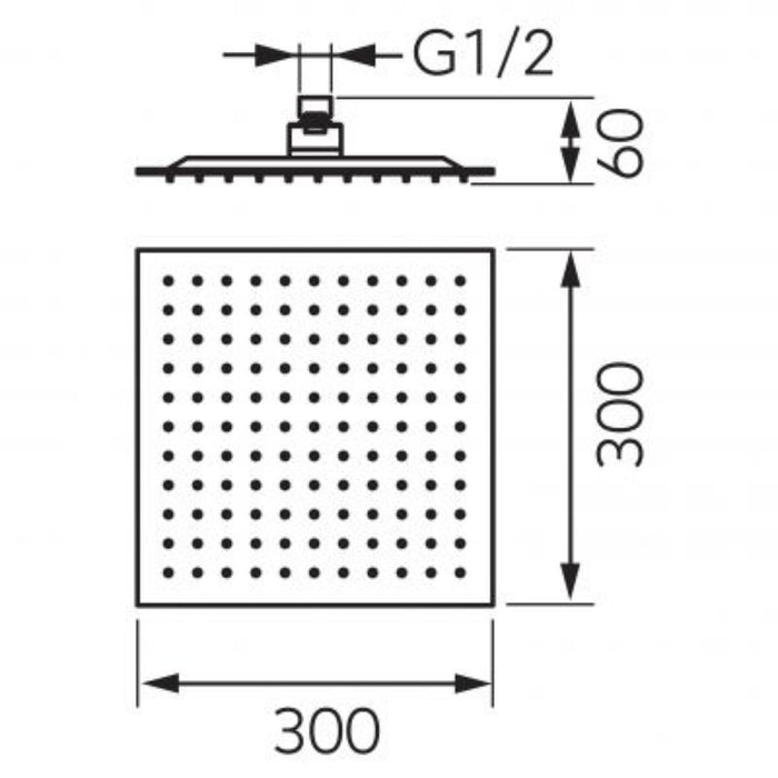 SHOWER PIE QUAD SLIM 300x300 MM BLACK