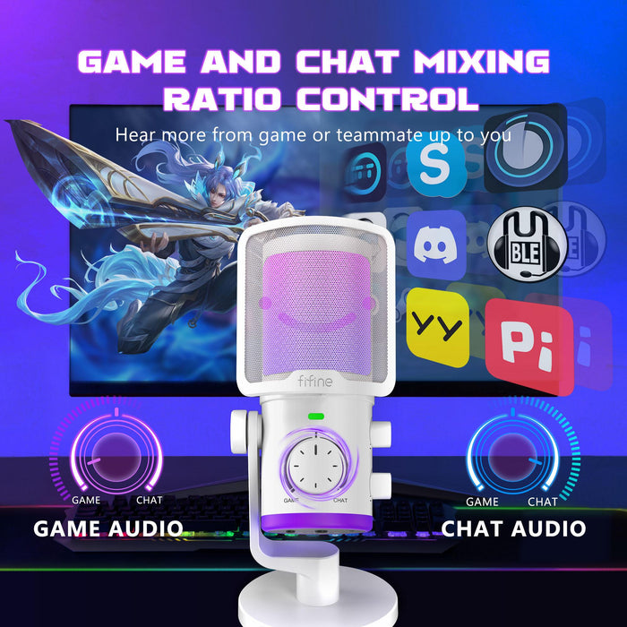 Desktop microphone FIFINE AM6 RGB - White
