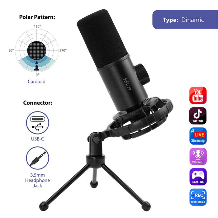 Desktop microphone FIFINE K658 Dynamic RGB - Black