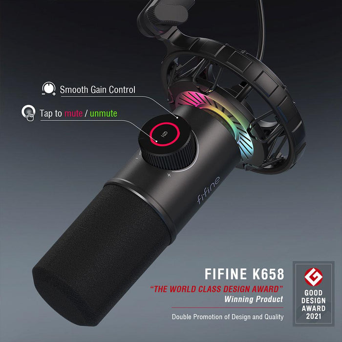 Desktop microphone FIFINE K658 Dynamic RGB - Black