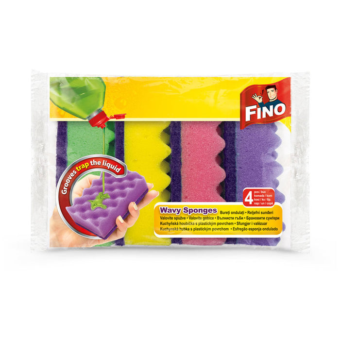KITCHEN SPONGE WAVES 4 PCS FINO WAVY SPONGES
