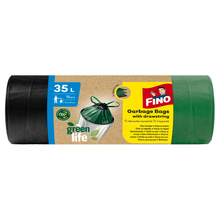 WASTE BAGS 35L 15PCS LINK GREEN FINO