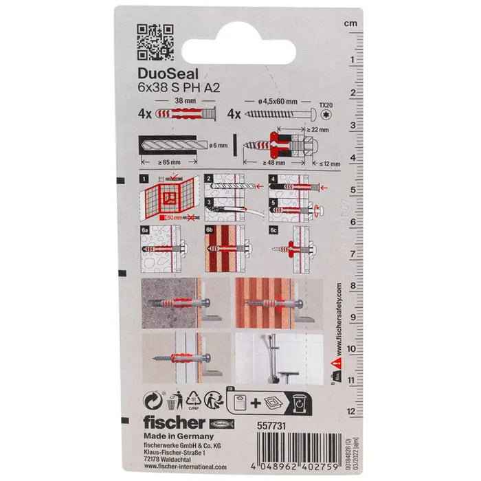 FISCHER DUOSEAL SCREW DOWEL - Комплекти дюбели<<<Дюбели<<<Инструменти и железария<<<Praktiker&&&Дюбели<<<Крепежни