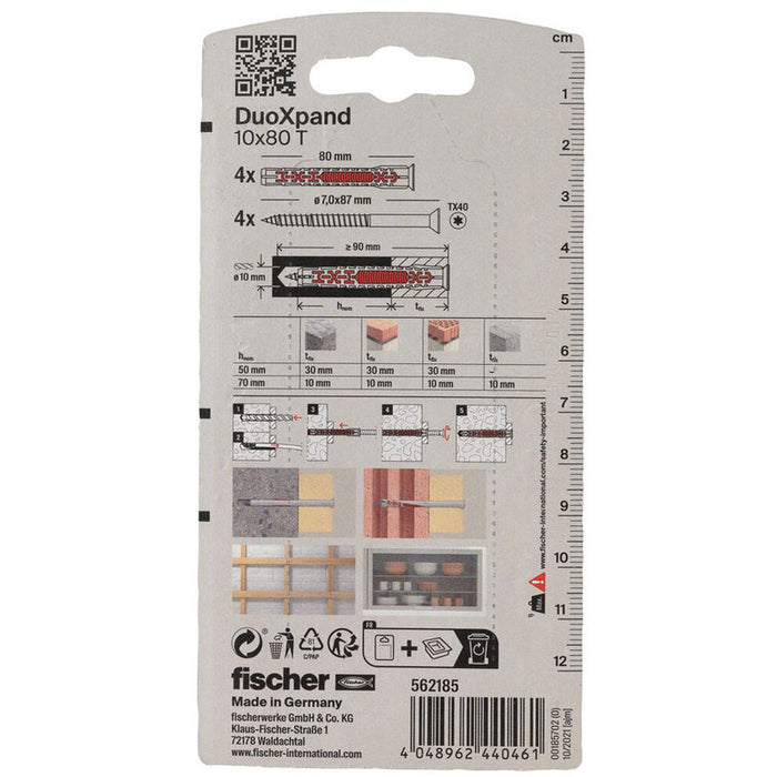 UNIVERSAL DOWEL 10X80 TK 4 PCS. FISCHER DUOXPAND