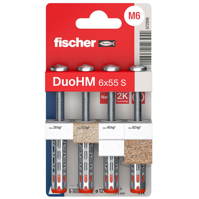 METAL DOWEL FOR CAVITIES F12X55MM FISCHER DuoHM 6x55 S