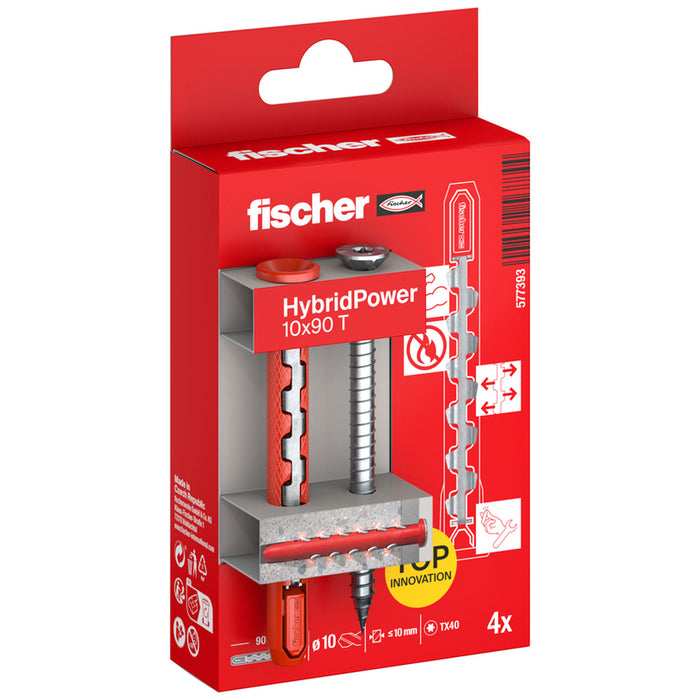 HYBRID FRAME DOWEL WITH SCREW 10X90 TK FISCHER 4 PACK