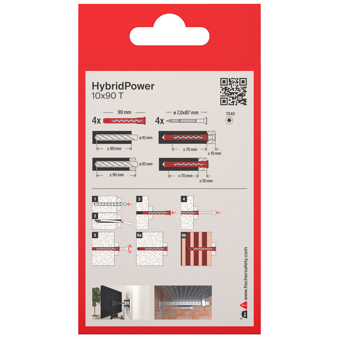 HYBRID FRAME DOWEL WITH SCREW 10X90 TK FISCHER 4 PACK