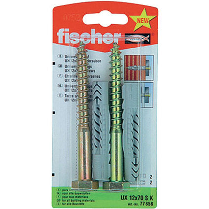 UNIVERSAL DOWEL WITH BOLT F12X70 MM 2 PCS FISCHER UX SK
