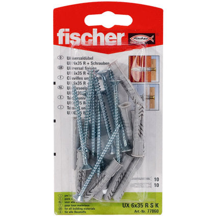 UNIVERSAL DOWEL WITH SCREW F6X35MM 10 PCS FISCHER UX RSK