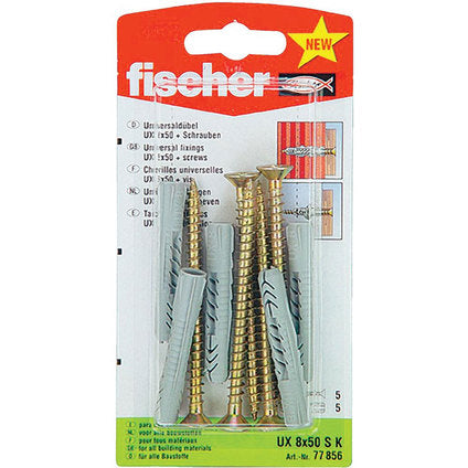UNIVERSAL DOWEL WITH SCREW F8X50MM 5 PCS FISCHER UX SK