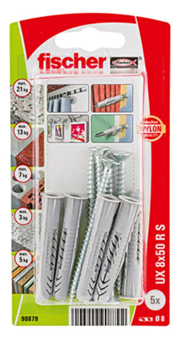 UNIVERSAL DOWEL WITH SCREW F8X50MM 5 PCS FISCHER UX RSK