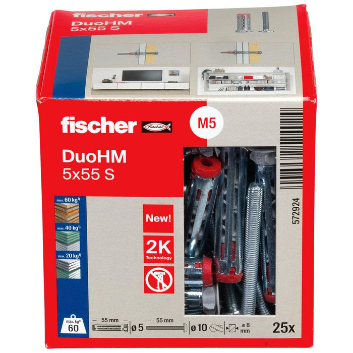 Wall plugs and screws Fischer DUO HM Ø 10 x 55 mm (25 Units)