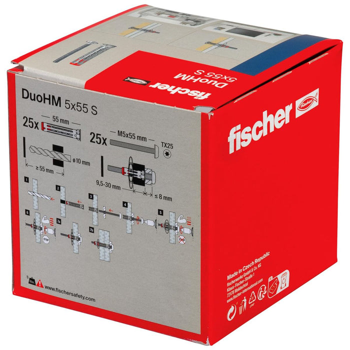Wall plugs and screws Fischer DUO HM Ø 10 x 55 mm (25 Units)