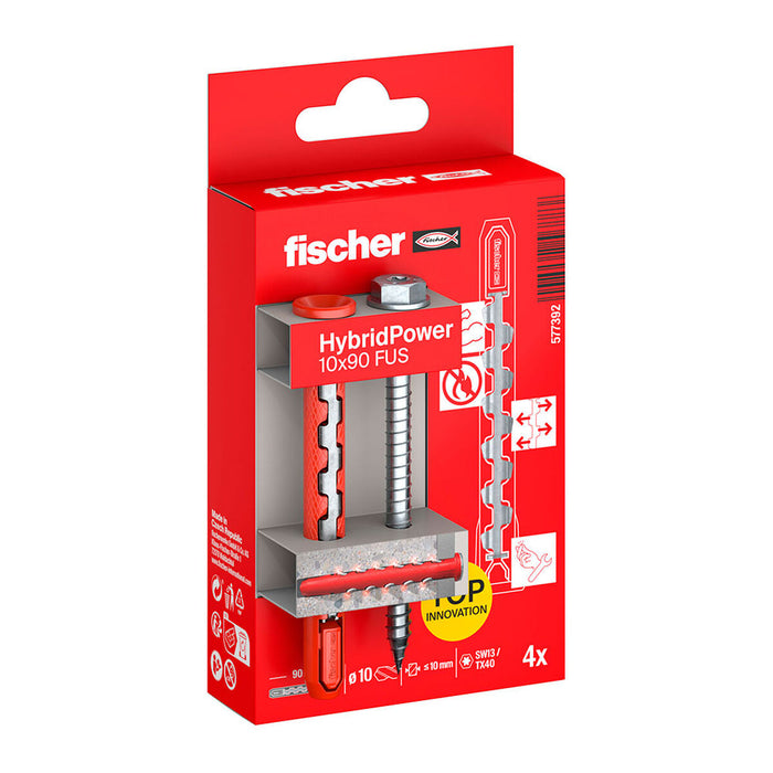 HYBRID FRAME DOWEL WITH SCREW 10X90 FUS K FISCHER 4 PCS