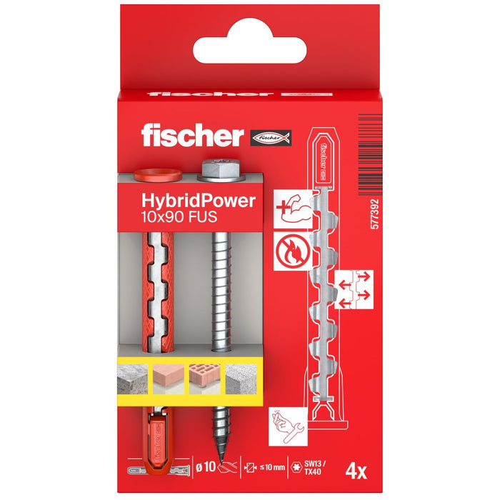 HYBRID FRAME DOWEL WITH SCREW 10X90 FUS K FISCHER 4 PCS