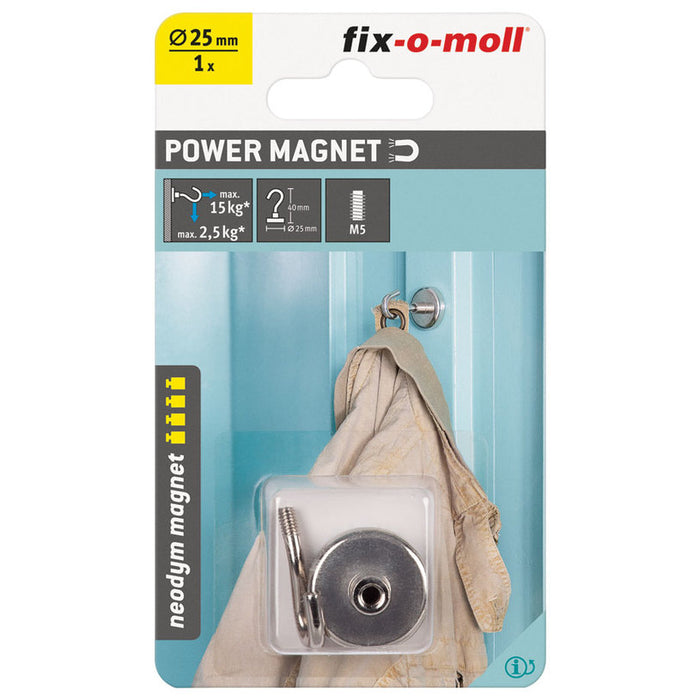 NEODYMIUM MAGNET HOOK 25MM/41.5MM FIX-O-MOLL
