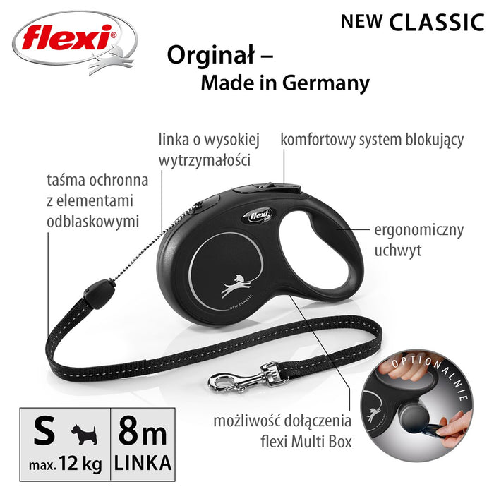 Dog Lead Flexi New Classic 8 m Black Size S