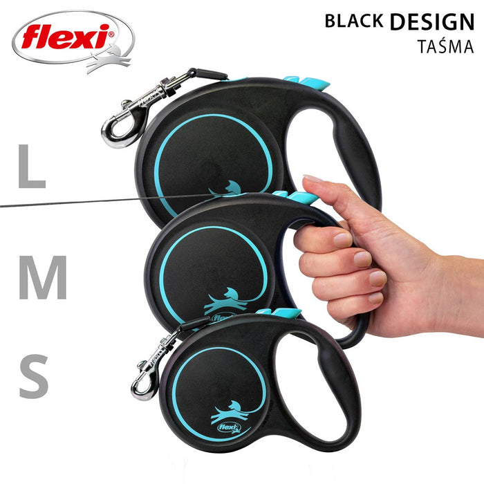 Dog Lead Flexi BLACK DESIGN 5 m Blue Size M