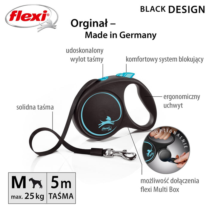 Dog Lead Flexi BLACK DESIGN 5 m Blue Size M
