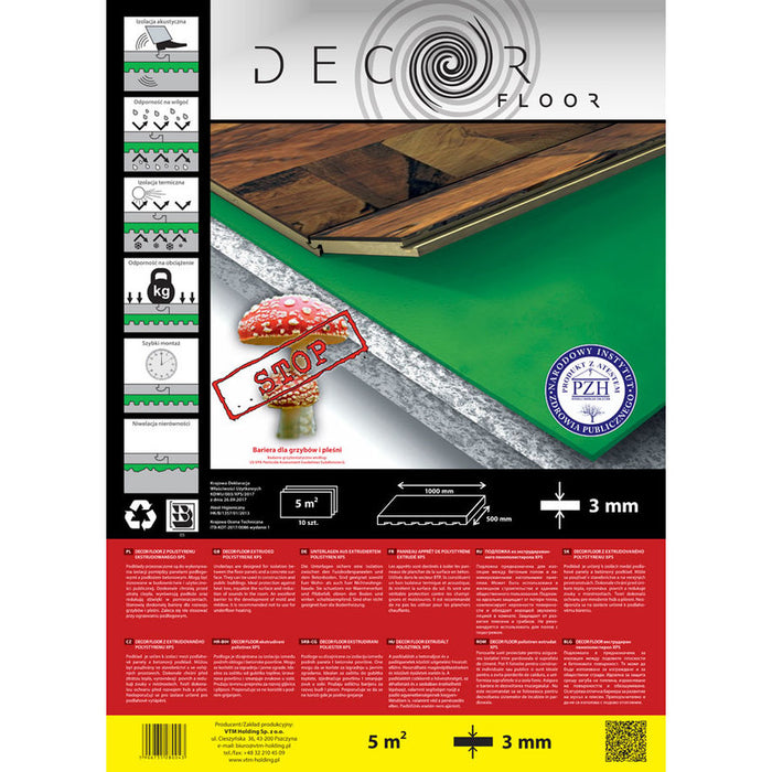 XPS BASE FOR LAMINATE FLOOR DECOR 3 MM. 5 M2 IN A PACKAGE