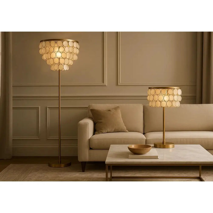 Floor Lamp Home ESPRIT Beige Golden 220 V 40 x 40 x 153 cm - Декорация и Осветление<<<Дом