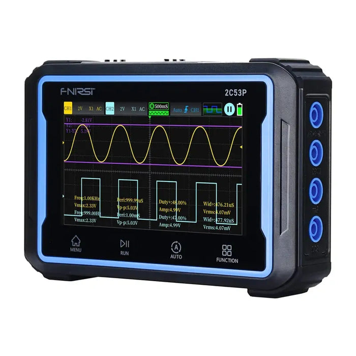 Portable 3-in-1 FNIRSI 2C53P 4.3" touchscreen oscilloscope