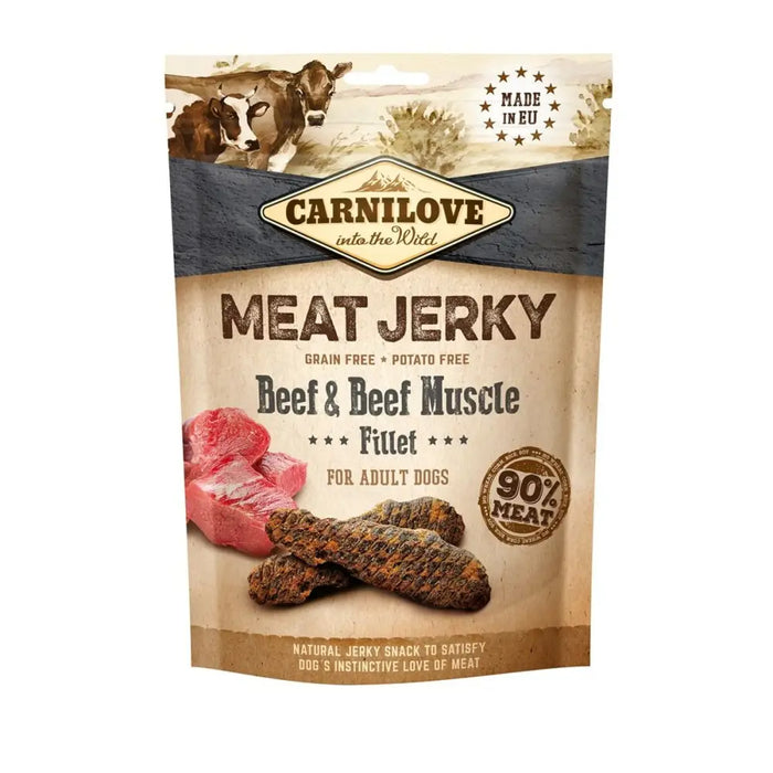 Fodder Carnilove Meat Jerky Beef & Beef muscle fillet Adult Turkey Veal 100 g - Хранене на домашни любимци<<<Домашни